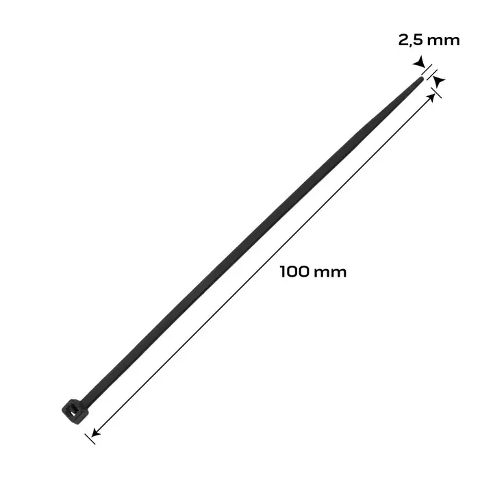 EXTREME kablo bağları 2,5 x 100 mm, siyah, 100 adet