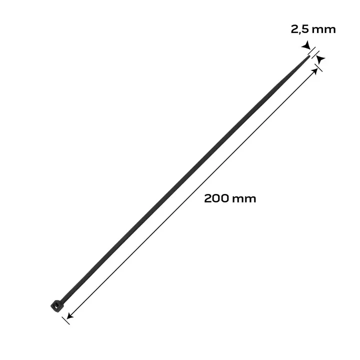 EXTREME kablo bağları 2,5 x 200 mm, siyah