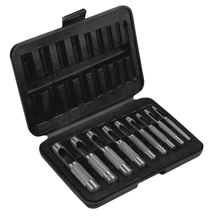 Delik zımbası seti, 3-12 mm aralığı, 9 parça