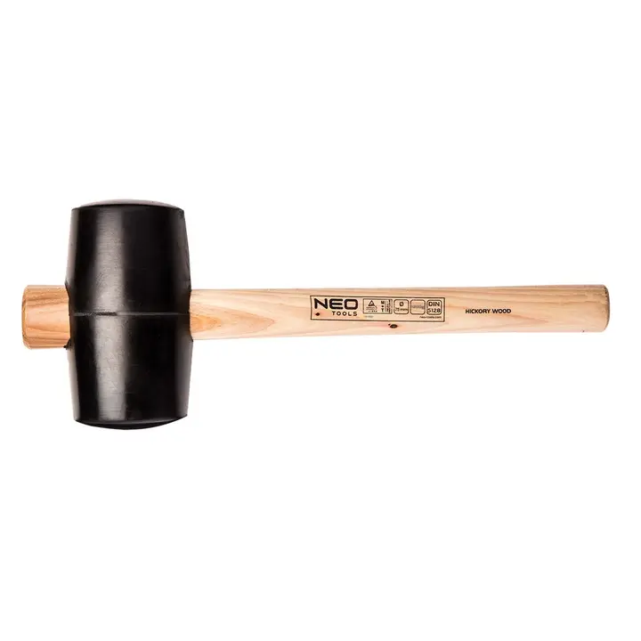 Lastik çekiç 90 mm, 1200 g, hickory ahşap saplı