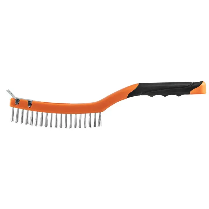 Tel fırça, paslanmaz tel, 3x19 sıra, kazıyıcılı