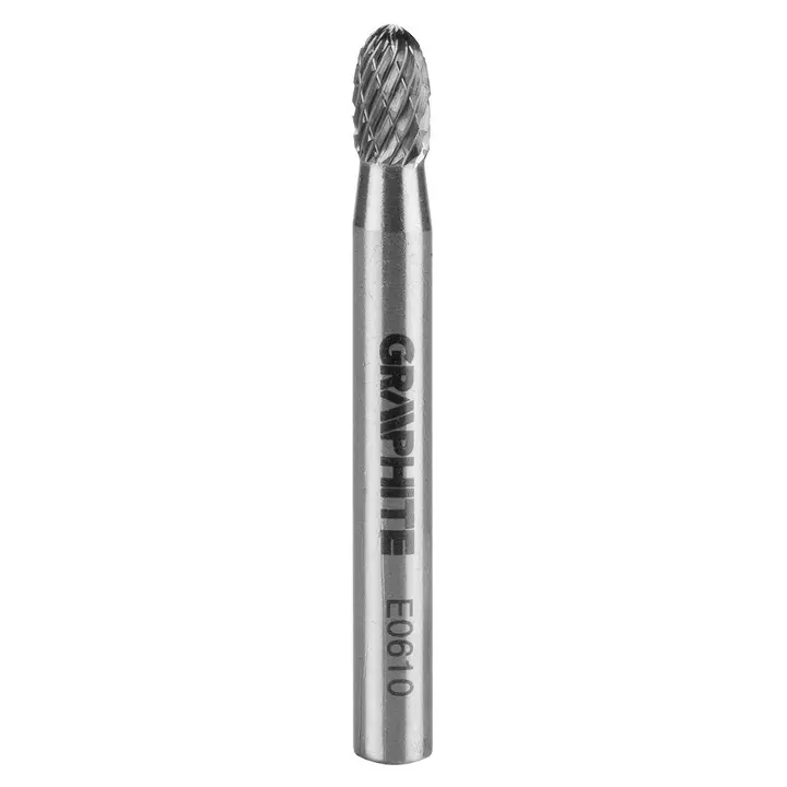 Metal freze ucu HM, tip E (oval), 6 x 10 mm, şaft 6 x 45 mm