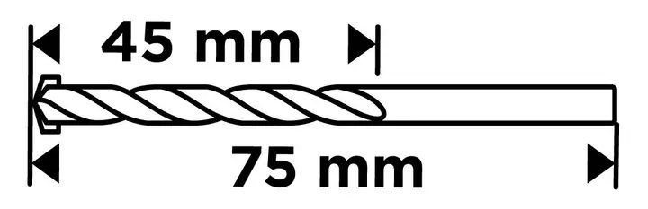 Beton matkap ucu 4 x 75 mm, taşlanmış