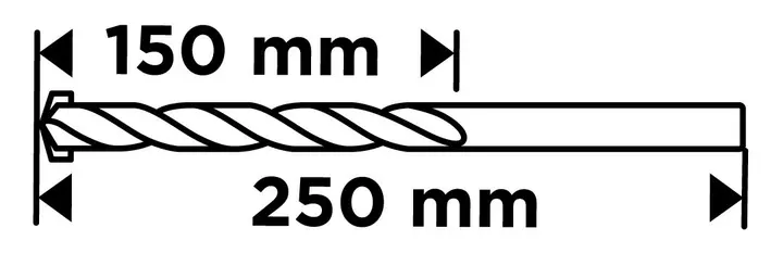 Beton matkap ucu 8 x 250 mm, taşlanmış