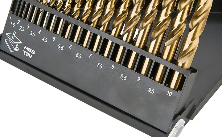 HSS-TiN metal matkap uçları 1,0-10,0 mm, 19 parça set