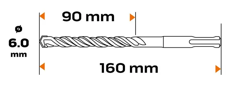 SDS Plus beton matkap ucu, 6 x 160 mm, S4, quatro