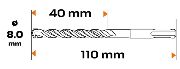 SDS Plus beton matkap ucu, 8 x 110 mm, S4, quatro