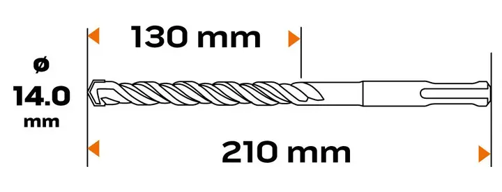 SDS Plus beton matkap ucu, 14 x 210 mm, S4, quatro