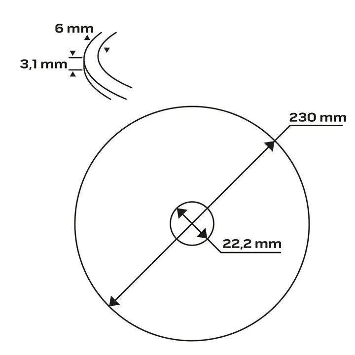 Elmas disk 230 x 22,2 mm, turbo dalga