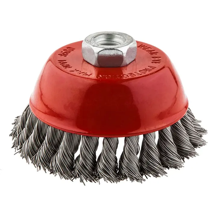Çanak tel fırça 100 mm x M14, INOX