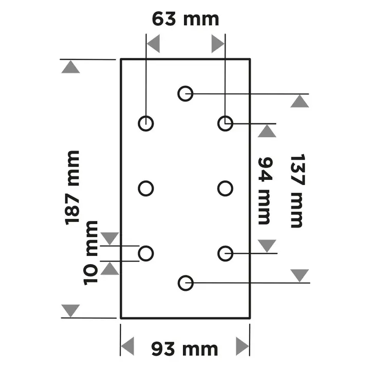 Zımpara kağıdı, cırt bantlı 93 x 185 mm, P100, 5 adet, 8 delikli