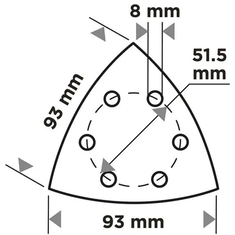 Zımpara kağıdı, cırt bantlı, iron 93 x 93 mm, P120, 5 adet, 6 delikli