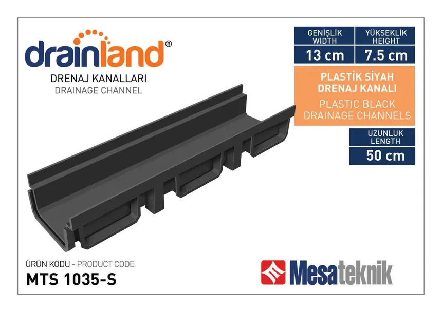 MTS 1035-S Genişlik 130 mm Derinlik 75 mm Uzunluk 50 cm Siyah Renk