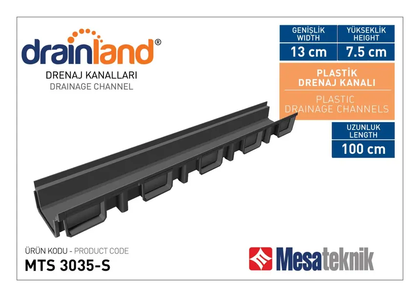 MTS 3035-S Genişlik 130 mm Derinlik 75 mm Uzunluk 100 cm Siyah Renk