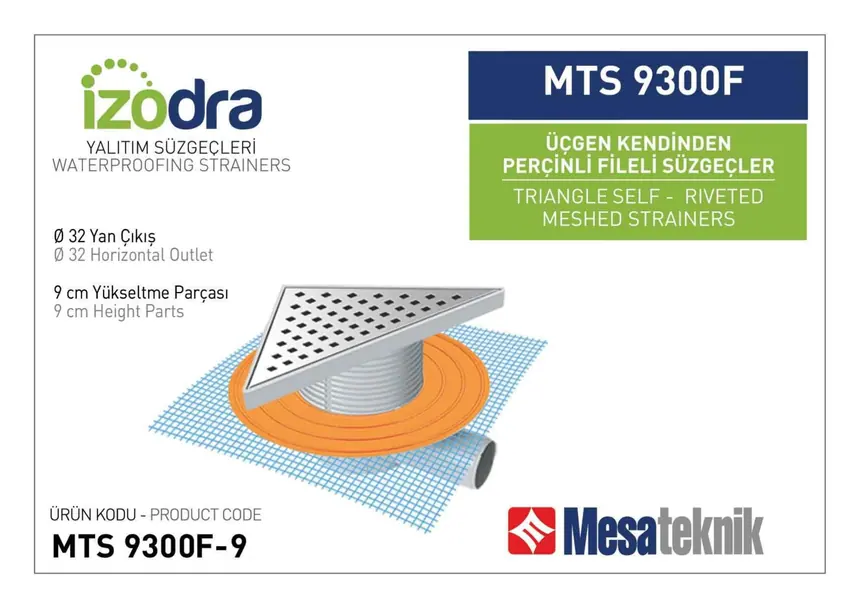 MTS 9300F Kendinden Percinli Fileli Suzgec Sistemleri 20 cm Üçgen